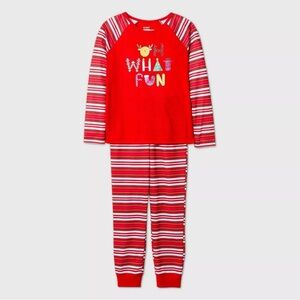 CAT & JACK OEKO-TEK “OH WHAT FUN” PAJAMA SET - RED GIRL SIZES (NEW WITH TAGS)